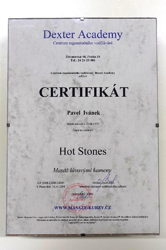 Certifikát – Hot stones